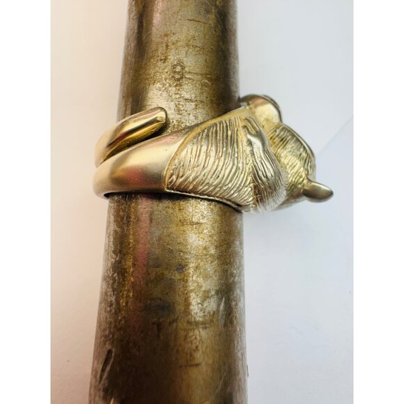 Estate Sterling Silver 925 3D Monkey Ring Black Onyx Eyes Adjustable Size 10 - Picture 8 of 10